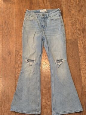 Hollister Light Blue Distressed Wide-Leg Jeans